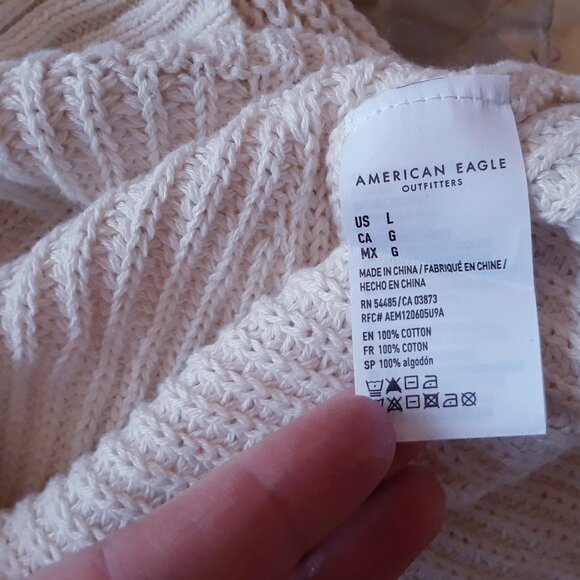 NWT American Eagle 100% Cotton Oversized Knit Sweater L - Picture 8 of 8